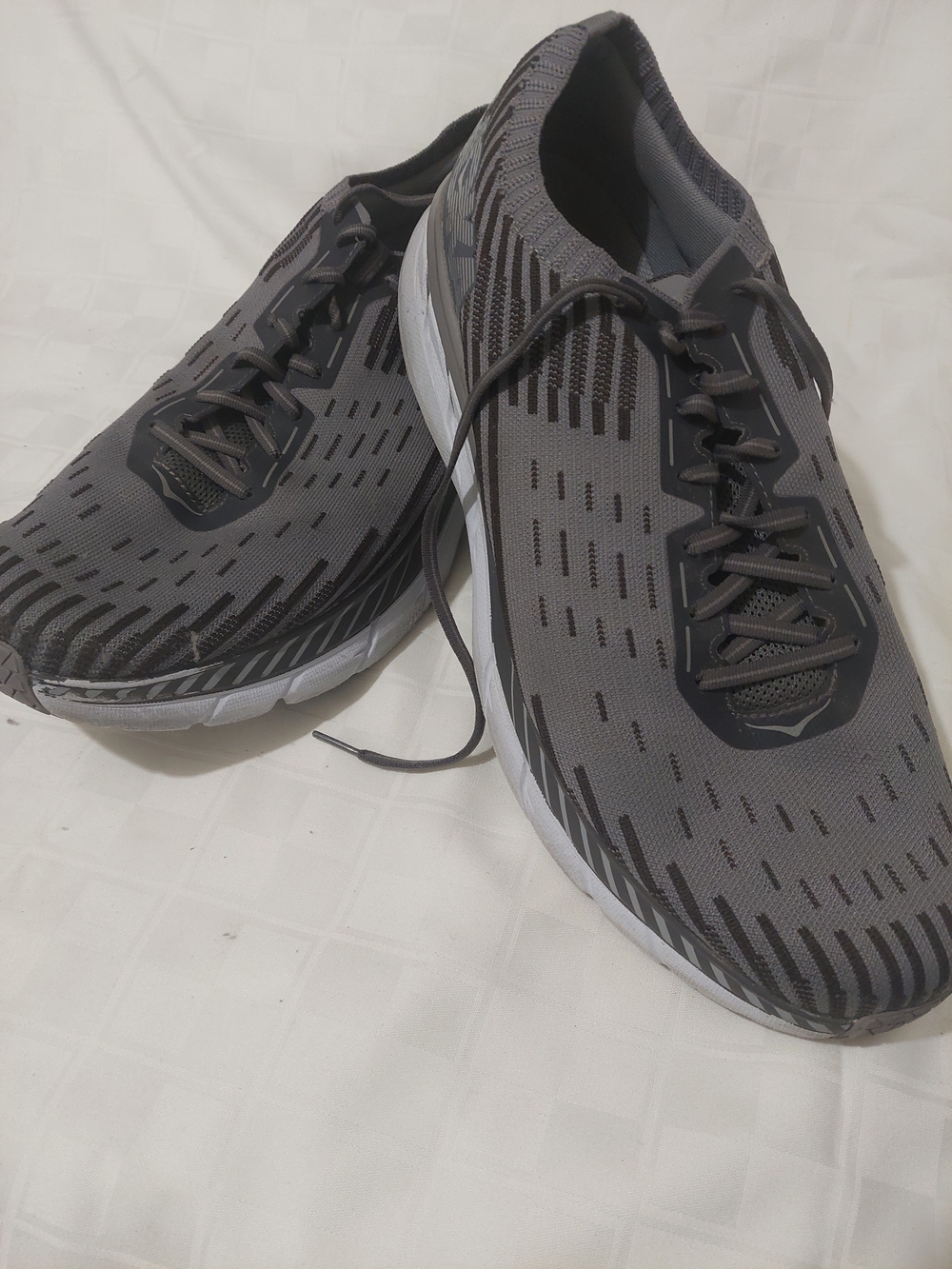 Hoka One One Clifton 5 Knit Grey Running Shoes Men's Size 15